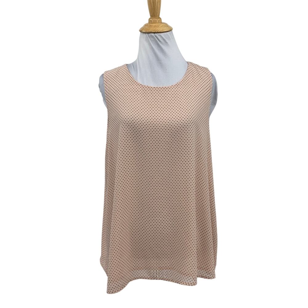 Pleione Tank Top Womens M Medium Pink Polka Dot Sleeveless Keyhole Curve Lined